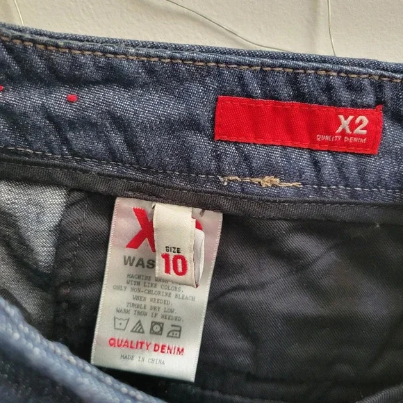 X2 Denim Cuffed Shorts / Darker Denim / Cotton / Size 10 - Picture 4 of 7